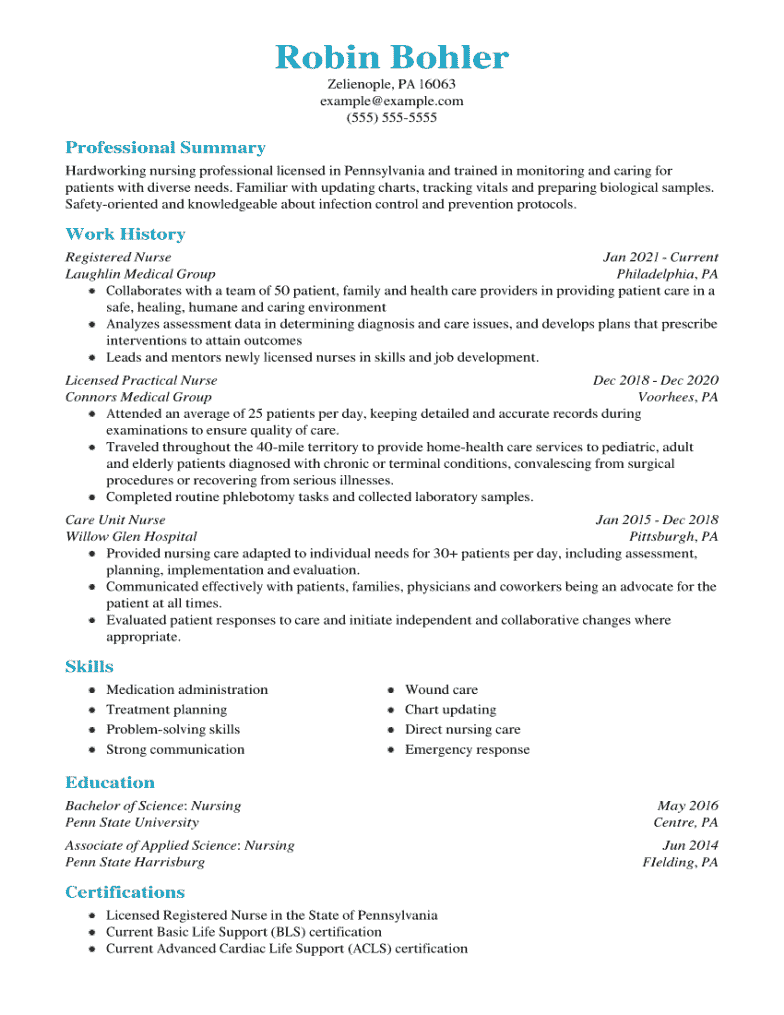 resume examples for icu nurses