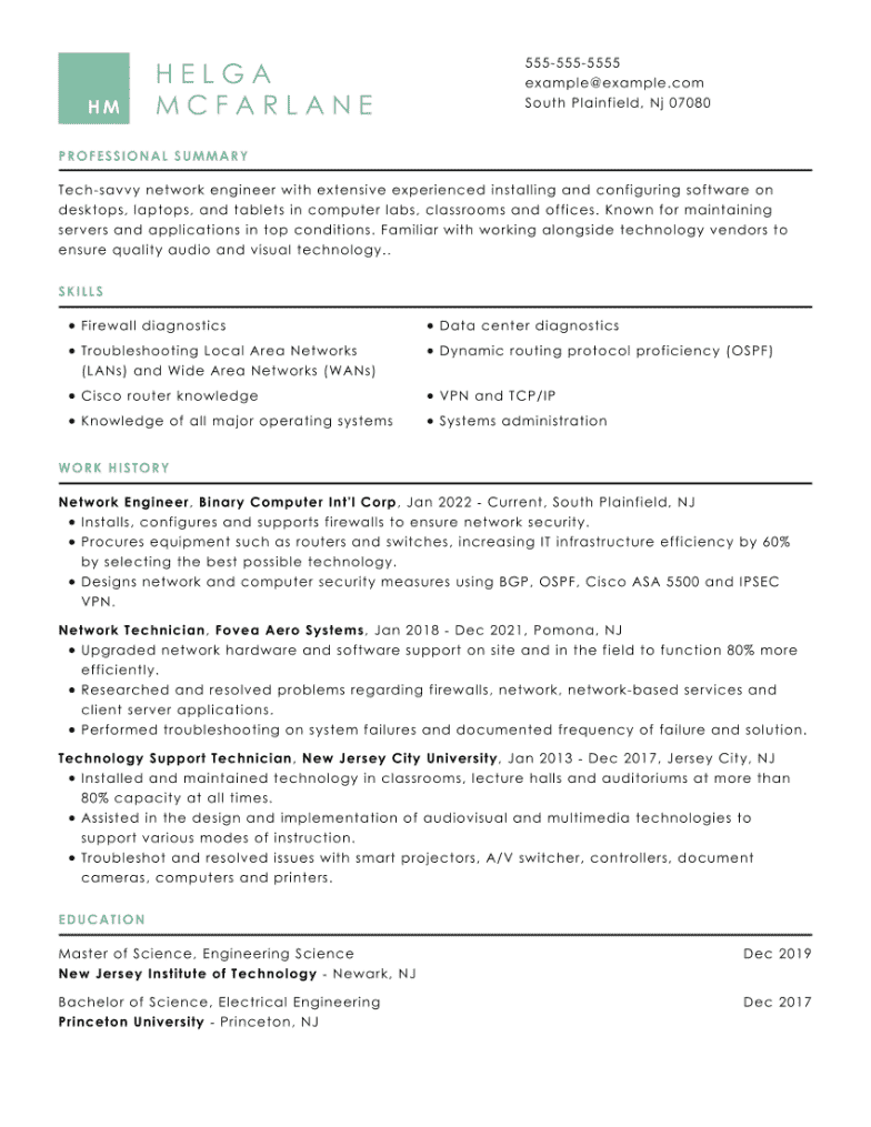 Network Engineer CV Examples To Build Yours