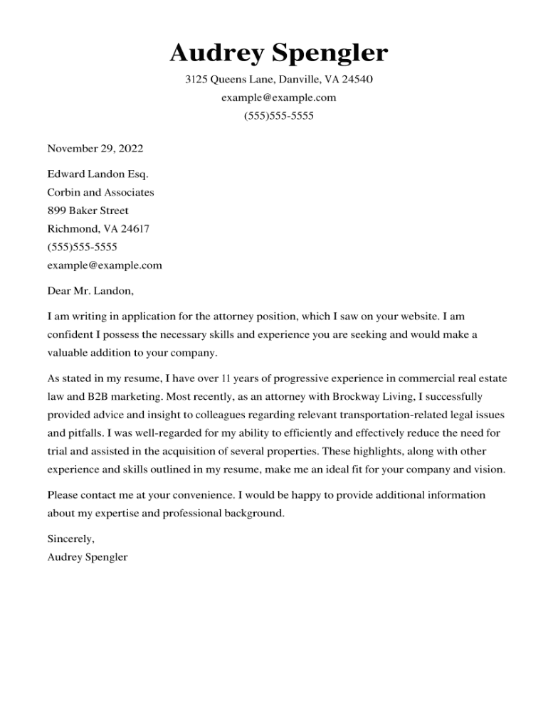 cover letter for lawyer job application