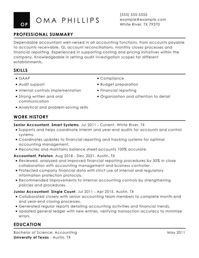 best resume format for entry level accountant