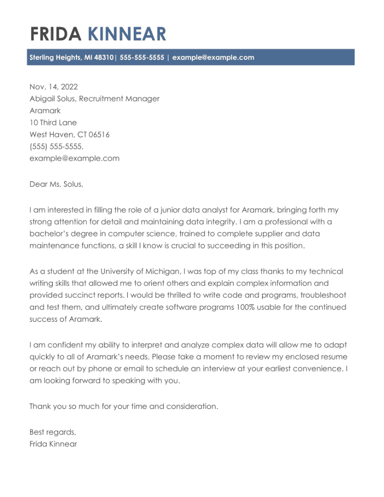 cover letter computer science graduate