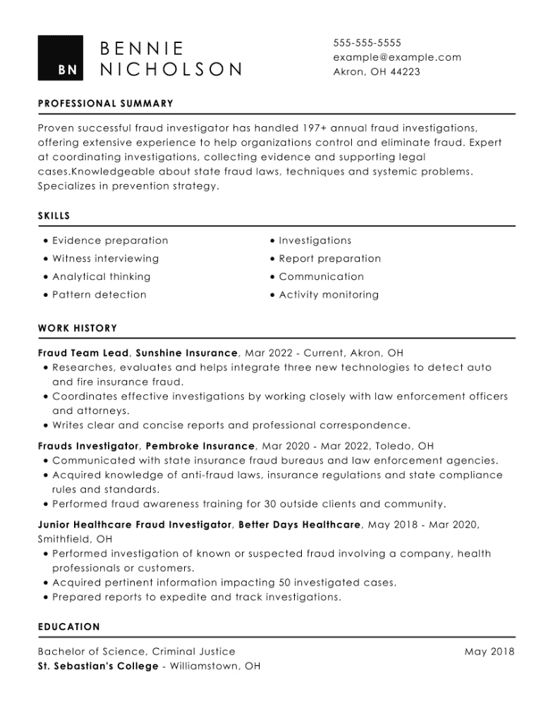 General CV Examples Writing Guide