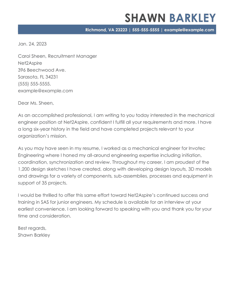 cover letter for mechanical engineer with no experience