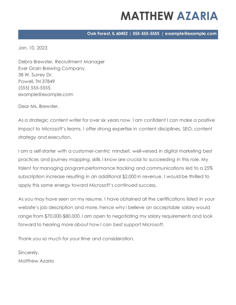 cover letter with current and expected salary sample